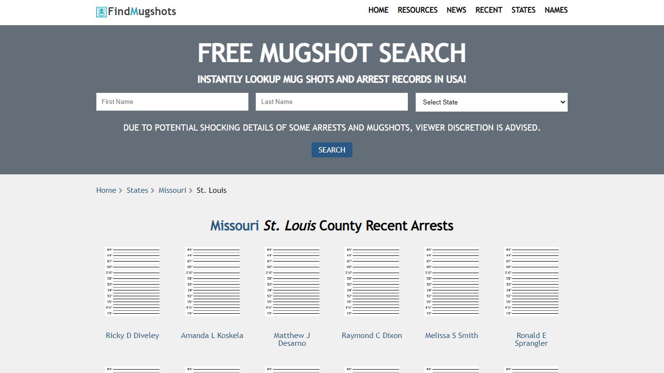 Find St. Louis Missouri Mugshots - Find Mugshots