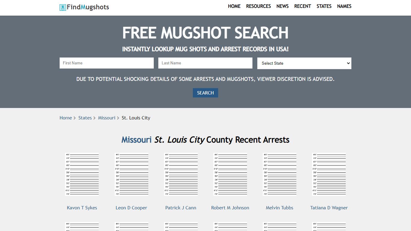 Find St. Louis City Missouri Mugshots - Find Mugshots