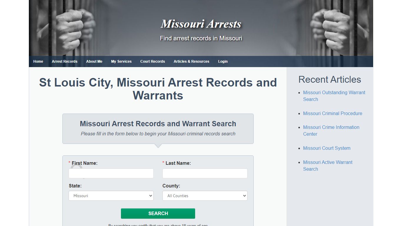 St Louis City, Missouri Arrest Records and Warrants